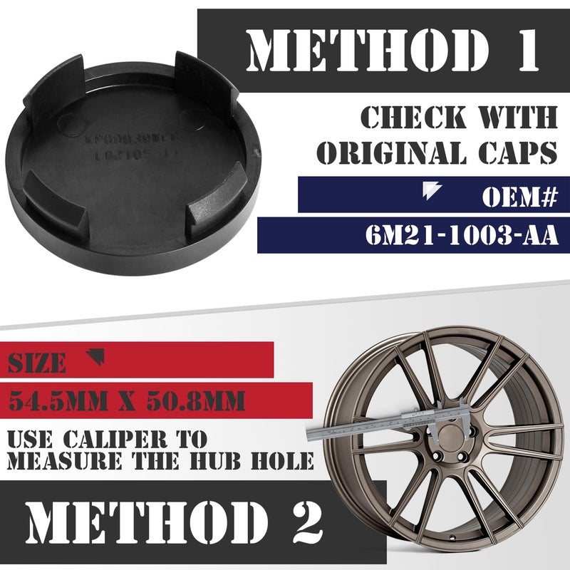 KitsPro 2.15Inch 55MM Wheel Center Caps for Ford Edge Escape Focus Fusion Rim Hub Caps 6M21 1003 AA  Pack of 4 (Matte Black  Outer 55MM  Inner 51MM) - Image 3